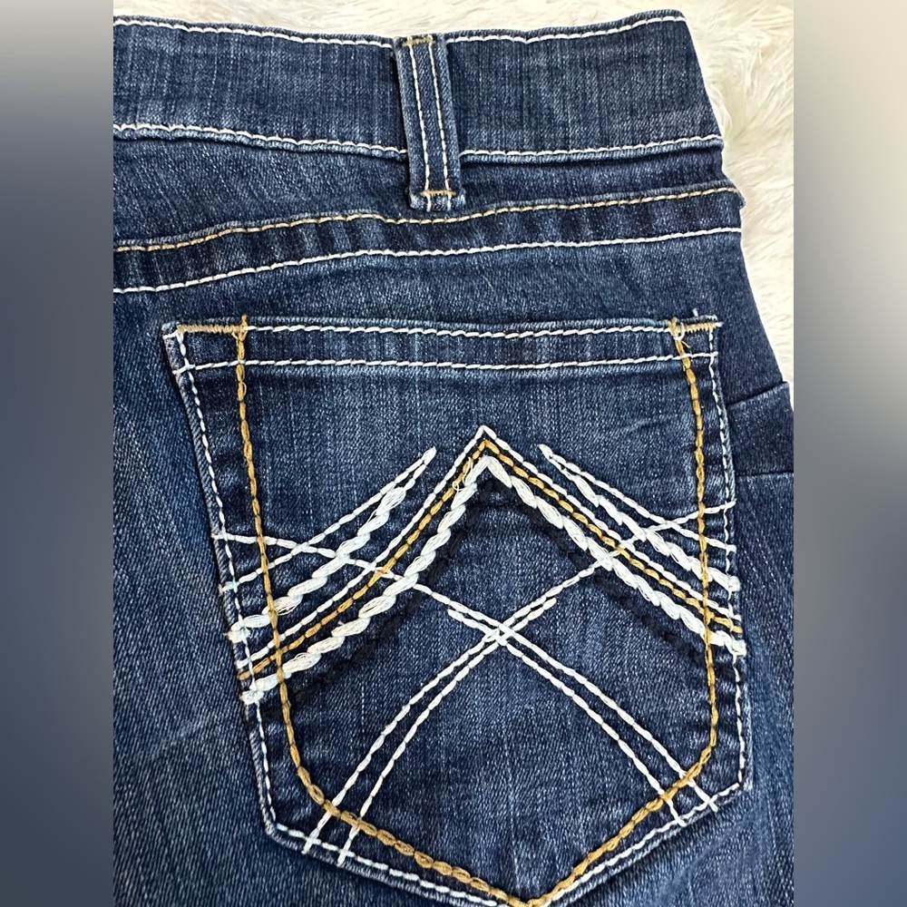 Ariat Real Denim jeans Stitching woman’s size 31 L X 34 Bootcut Western Stretch - Picture 5 of 12